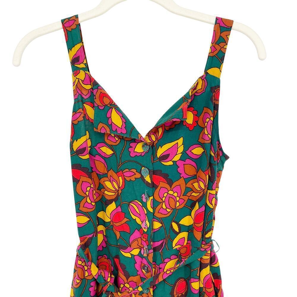 ModCloth Vibrant Floral Jumpsuit Tie Waist Cropped Size Small Dopamine Dressing - Picture 8 of 9